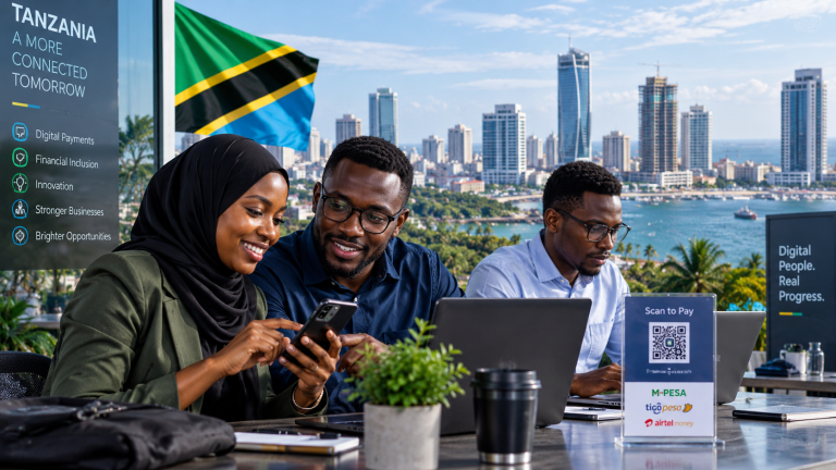 Tanzanian technology professionals using digital technology in Dar es Salaam